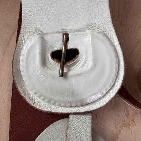 Vintage Boho Wide White Leather Belt - Picture 4 of 8